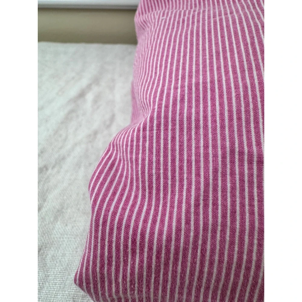 Ralph Lauren Pink White Ticking Stripe Fitted Sheet Full Double 100% Cotton USA